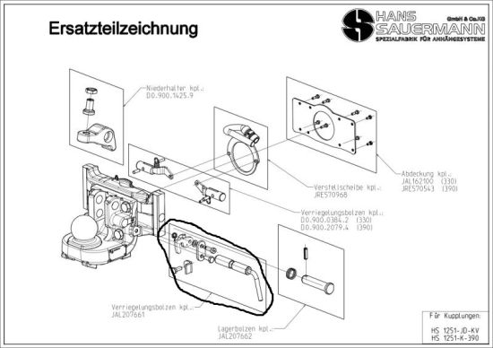 Verriegelungsbolzen Set unten HS 1251 KV